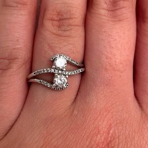 Silver Two-Stone Diamond Ring